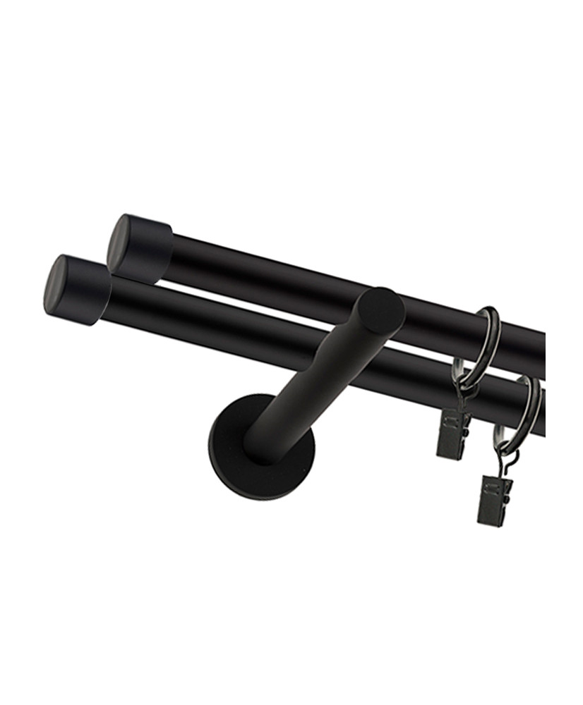 Karnisz Czarny Mat Podwójny Fi 19+19mm Plano - 200cm