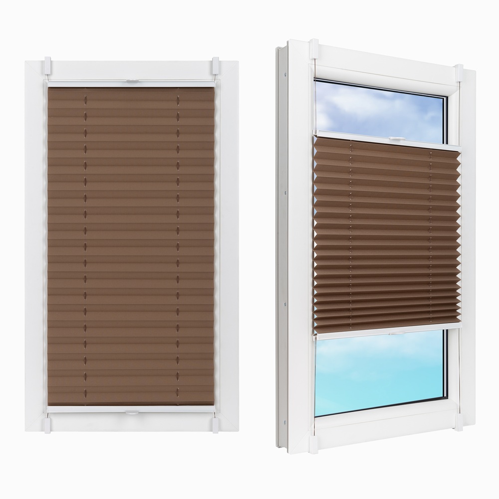 Roleta plisowana na wymiar plisa Brązowy - Haczyki, Biały